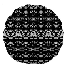 Black And White Modern Ornate Stripes Design Large 18  Premium Flano Round Cushions