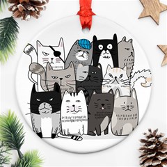 Cute Cat Hand Drawn Cartoon Style Ornament (round) by Vaneshart