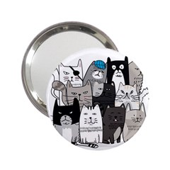 Cute Cat Hand Drawn Cartoon Style 2 25  Handbag Mirrors by Vaneshart