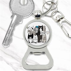 Cute Cat Hand Drawn Cartoon Style Bottle Opener Key Chain by Vaneshart