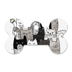 Cute Cat Hand Drawn Cartoon Style Dog Tag Bone (one Side)