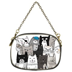 Cute Cat Hand Drawn Cartoon Style Chain Purse (two Sides) by Vaneshart