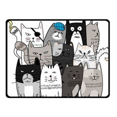 Cute Cat Hand Drawn Cartoon Style Fleece Blanket (small) by Vaneshart