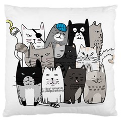 Cute Cat Hand Drawn Cartoon Style Large Cushion Case (one Side) by Vaneshart