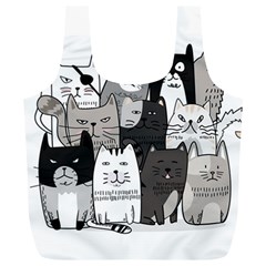 Cute Cat Hand Drawn Cartoon Style Full Print Recycle Bag (xl) by Vaneshart