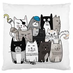 Cute Cat Hand Drawn Cartoon Style Standard Flano Cushion Case (two Sides) by Vaneshart