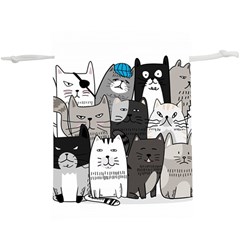 Cute Cat Hand Drawn Cartoon Style  Lightweight Drawstring Pouch (xl) by Vaneshart