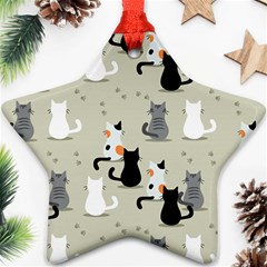 Cute Cat Seamless Pattern Star Ornament (two Sides) by Vaneshart