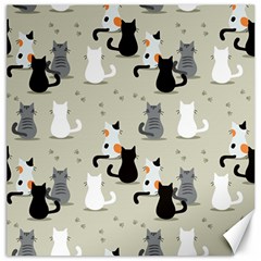 Cute Cat Seamless Pattern Canvas 16  X 16  by Vaneshart