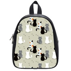 Cute Cat Seamless Pattern School Bag (small) by Vaneshart