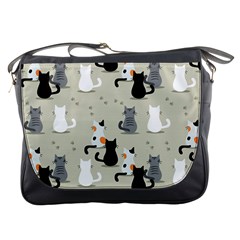 Cute Cat Seamless Pattern Messenger Bag by Vaneshart