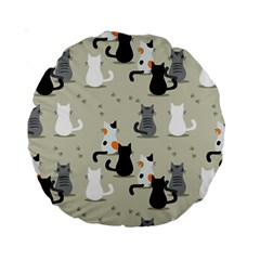 Cute Cat Seamless Pattern Standard 15  Premium Round Cushions by Vaneshart