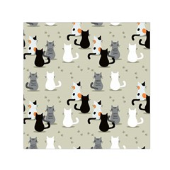 Cute Cat Seamless Pattern Small Satin Scarf (square) by Vaneshart