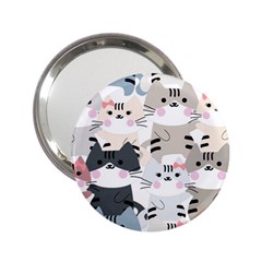 Cute Cat Couple Seamless Pattern Cartoon 2 25  Handbag Mirrors by Vaneshart