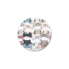 Cute Cat Couple Seamless Pattern Cartoon Golf Ball Marker by Vaneshart