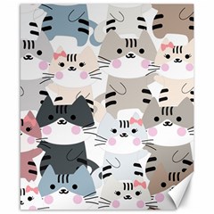 Cute Cat Couple Seamless Pattern Cartoon Canvas 8  X 10  by Vaneshart