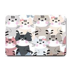 Cute Cat Couple Seamless Pattern Cartoon Small Doormat  by Vaneshart