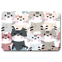 Cute Cat Couple Seamless Pattern Cartoon Large Doormat  by Vaneshart