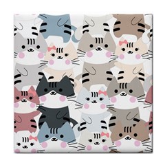 Cute Cat Couple Seamless Pattern Cartoon Face Towel by Vaneshart