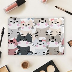 Cute Cat Couple Seamless Pattern Cartoon Cosmetic Bag (large) by Vaneshart