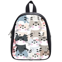 Cute Cat Couple Seamless Pattern Cartoon School Bag (small) by Vaneshart