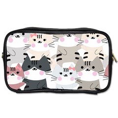 Cute Cat Couple Seamless Pattern Cartoon Toiletries Bag (one Side) by Vaneshart