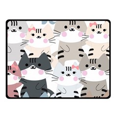 Cute Cat Couple Seamless Pattern Cartoon Fleece Blanket (small) by Vaneshart