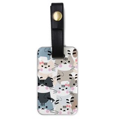 Cute Cat Couple Seamless Pattern Cartoon Luggage Tag (one Side) by Vaneshart