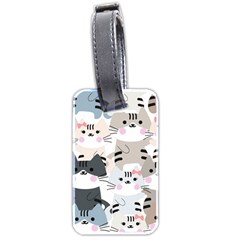 Cute Cat Couple Seamless Pattern Cartoon Luggage Tag (two Sides) by Vaneshart