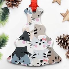 Cute Cat Couple Seamless Pattern Cartoon Christmas Tree Ornament (two Sides) by Vaneshart