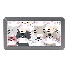 Cute Cat Couple Seamless Pattern Cartoon Memory Card Reader (mini) by Vaneshart