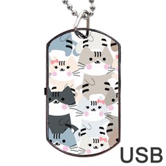 Cute Cat Couple Seamless Pattern Cartoon Dog Tag Usb Flash (one Side) by Vaneshart