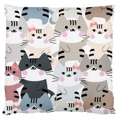 Cute Cat Couple Seamless Pattern Cartoon Large Cushion Case (one Side) by Vaneshart