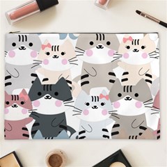 Cute Cat Couple Seamless Pattern Cartoon Cosmetic Bag (xxl) by Vaneshart