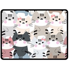 Cute Cat Couple Seamless Pattern Cartoon Double Sided Fleece Blanket (large)  by Vaneshart