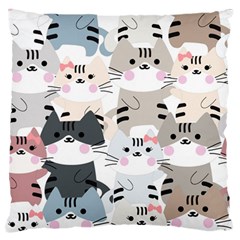 Cute Cat Couple Seamless Pattern Cartoon Standard Flano Cushion Case (two Sides) by Vaneshart