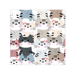 Cute Cat Couple Seamless Pattern Cartoon Small Satin Scarf (square) by Vaneshart