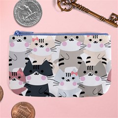 Cute Cat Couple Seamless Pattern Cartoon Large Coin Purse by Vaneshart