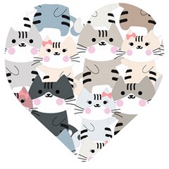 Cute Cat Couple Seamless Pattern Cartoon Wooden Puzzle Heart by Vaneshart