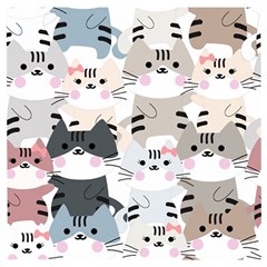 Cute Cat Couple Seamless Pattern Cartoon Wooden Puzzle Square by Vaneshart