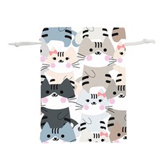 Cute Cat Couple Seamless Pattern Cartoon Lightweight Drawstring Pouch (s) by Vaneshart