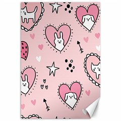 Cartoon Cute Valentines Day Doodle Heart Love Flower Seamless Pattern Vector Canvas 12  X 18  by Vaneshart