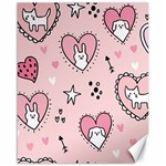 Cartoon Cute Valentines Day Doodle Heart Love Flower Seamless Pattern Vector Canvas 16  x 20  15.75 x19.29  Canvas - 1