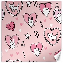 Cartoon Cute Valentines Day Doodle Heart Love Flower Seamless Pattern Vector Canvas 20  X 20  by Vaneshart