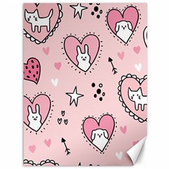 Cartoon Cute Valentines Day Doodle Heart Love Flower Seamless Pattern Vector Canvas 36  X 48  by Vaneshart