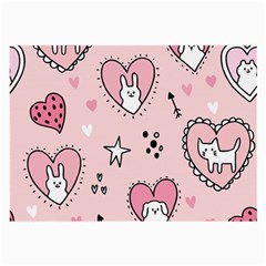 Cartoon Cute Valentines Day Doodle Heart Love Flower Seamless Pattern Vector Large Glasses Cloth (2 Sides) by Vaneshart