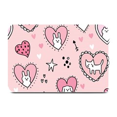 Cartoon Cute Valentines Day Doodle Heart Love Flower Seamless Pattern Vector Plate Mats by Vaneshart