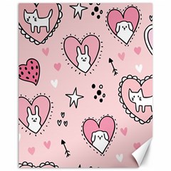 Cartoon Cute Valentines Day Doodle Heart Love Flower Seamless Pattern Vector Canvas 11  X 14  by Vaneshart