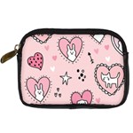 Cartoon Cute Valentines Day Doodle Heart Love Flower Seamless Pattern Vector Digital Camera Leather Case Front