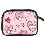 Cartoon Cute Valentines Day Doodle Heart Love Flower Seamless Pattern Vector Digital Camera Leather Case Back